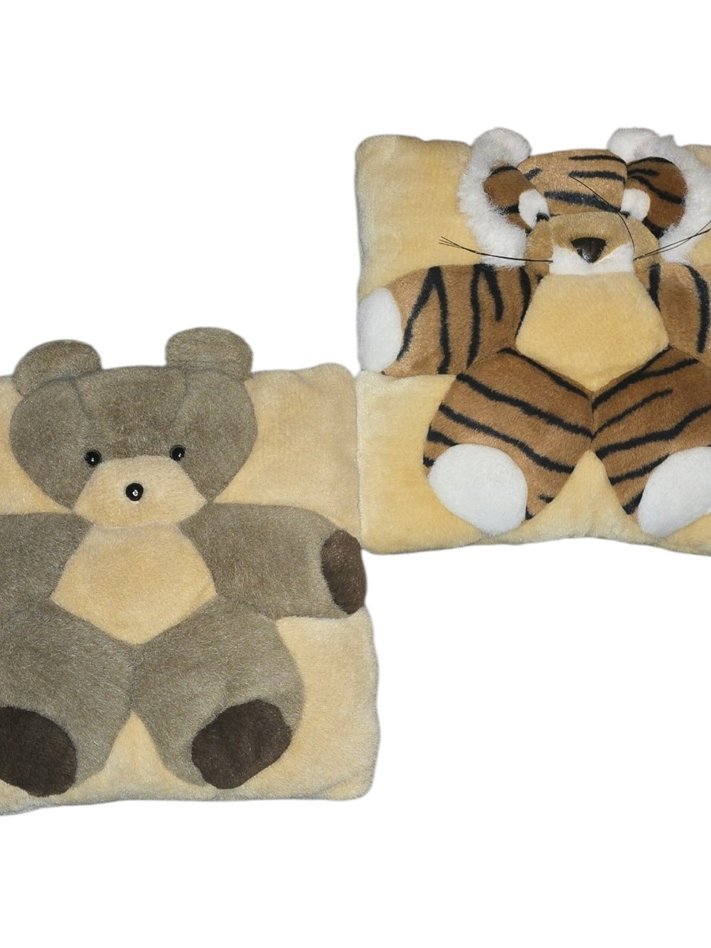 Vintage Angel Toy Company Teddy Bear & Tiger Plush Pillow Set Nursery Decor